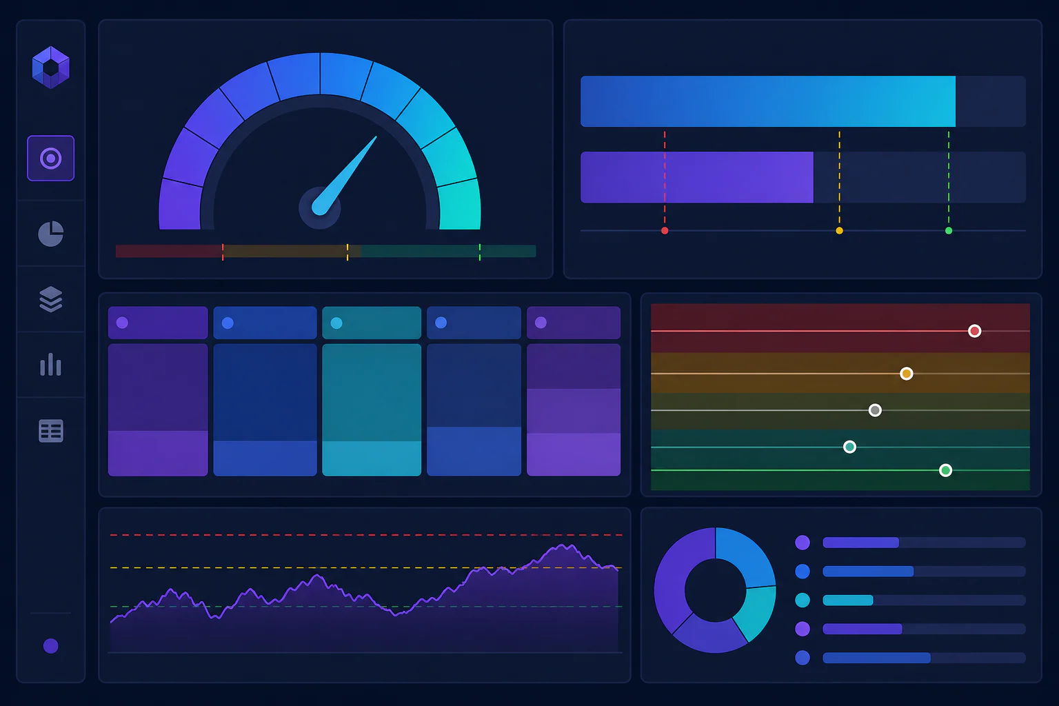 TEMIRIN branded product mockup for Polymarket Free-Capital Monitoring: Balance, Exposure and Risk Limits, showing public-wallet balance card, exposure gauge, concentration meter, paper-order limit panel.